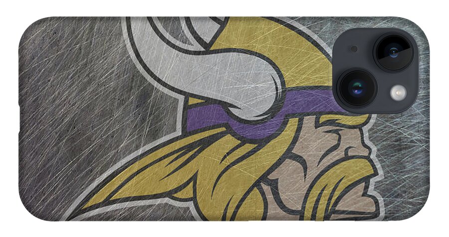 Minnesota iPhone Case featuring the mixed media Minnesota Vikings Translucent Steel by Movie Poster Prints