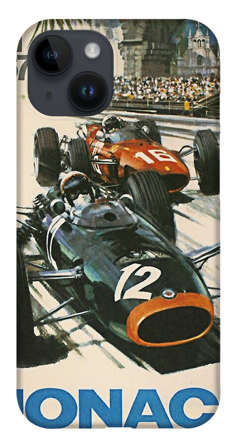 Monaco Grand Prix iPhone 14 Case featuring the digital art Monaco Grand Prix 1967 by Georgia Fowler