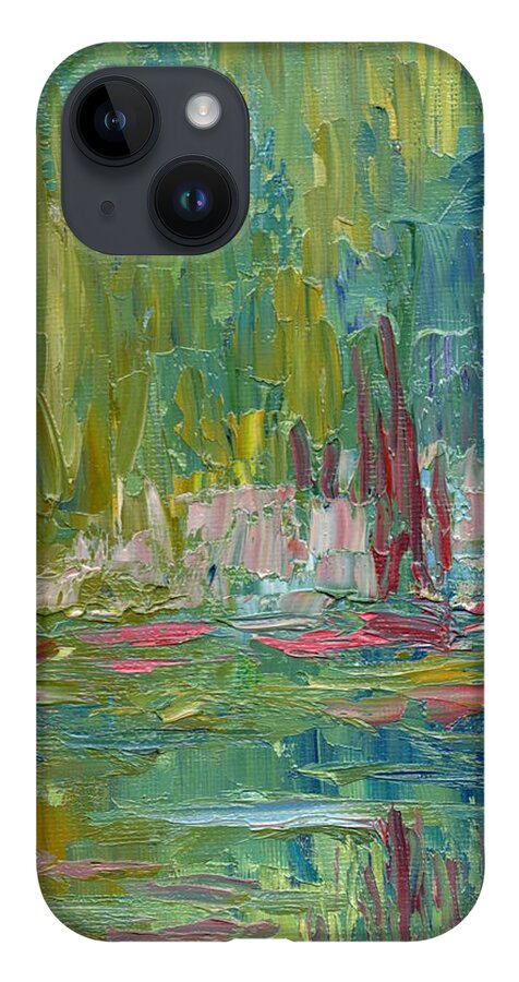 Abstract Garden iPhone 14 Case featuring the painting Monet's Garden by Marcy Brennan