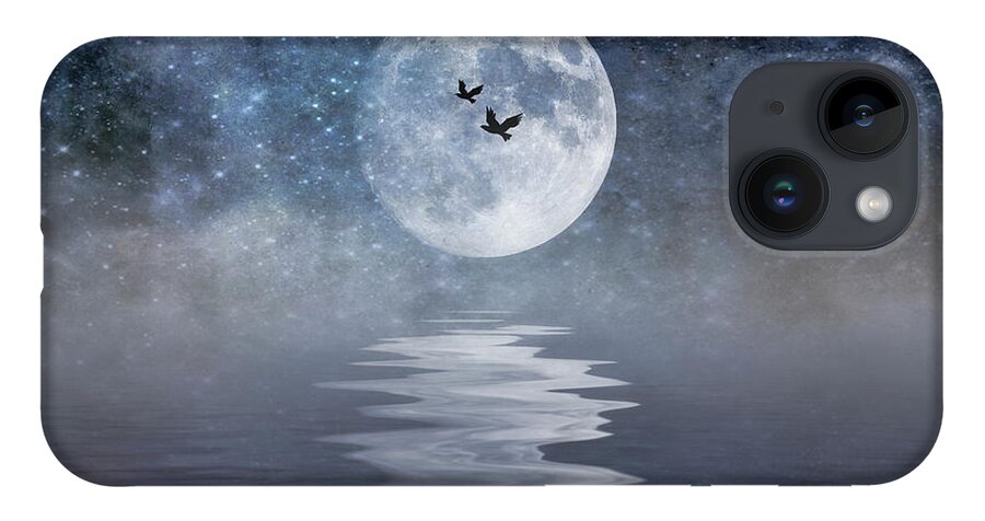 Space iPhone 14 Case featuring the photograph Moon and Sea by Cathy Kovarik