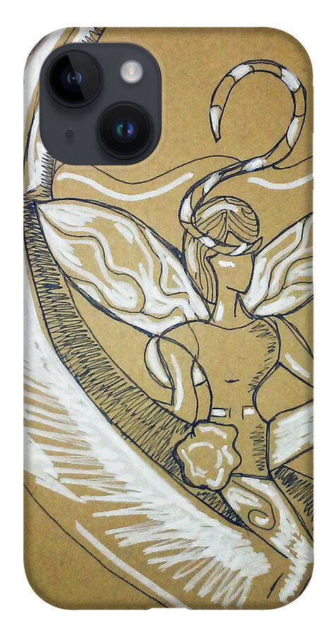  iPhone 14 Case featuring the drawing Moon Fairy by Loretta Nash