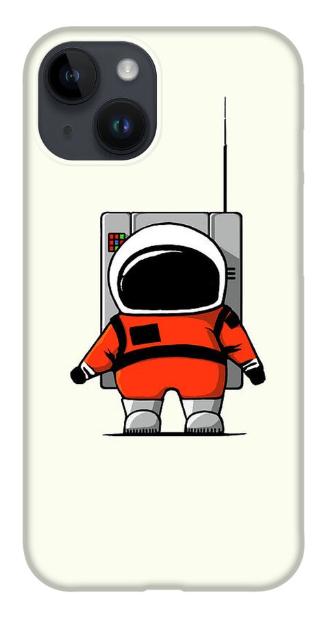 Ink-pen iPhone 14 Case featuring the digital art Moon Man by Nicholas Ely