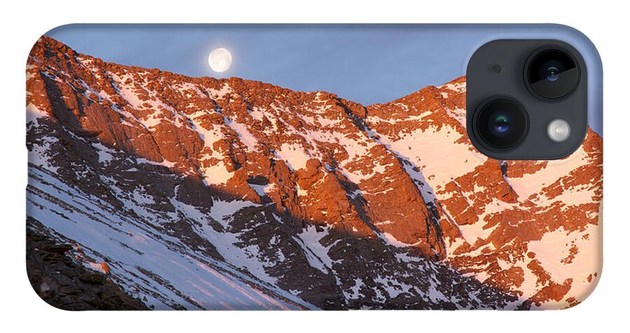 Moonset iPhone 14 Case featuring the photograph Moonset Over the Mountain by Aaron Spong
