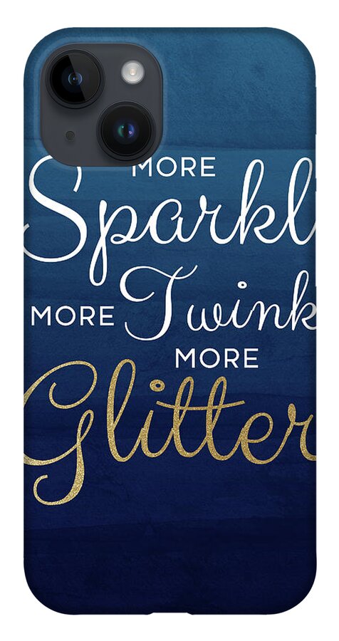 Sparkle iPhone 14 Case featuring the mixed media More Sparkle Blue- Art by Linda Woods by Linda Woods