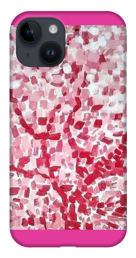 Pink iPhone 14 Case featuring the painting Mosaic Tree by Suzanne Berthier