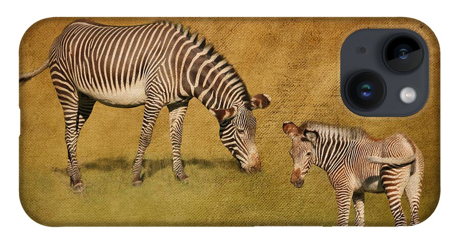 Zebras iPhone 14 Case featuring the digital art Mother and Child by Jayne Carney