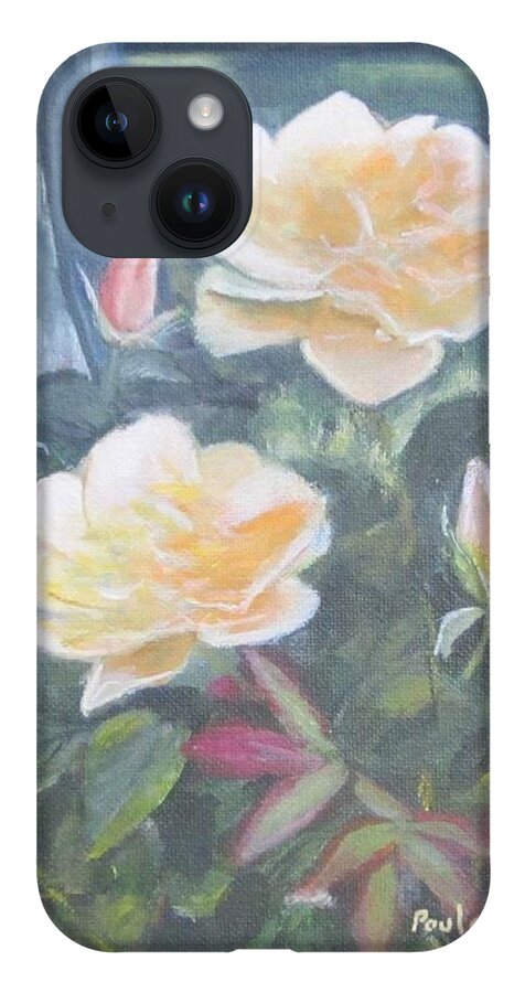 Roses iPhone 14 Case featuring the painting My Yellow Roses by Paula Pagliughi