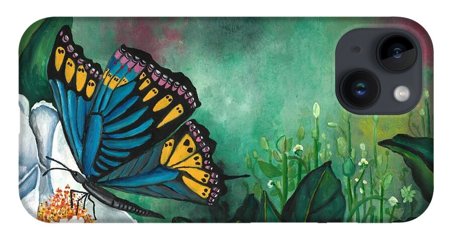 Butterfly iPhone 14 Case featuring the painting Nature, the best artist by Tara Krishna
