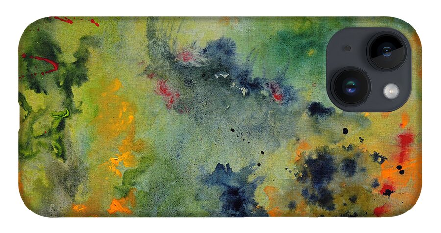 Space iPhone 14 Case featuring the painting Nebula by Karen Fleschler