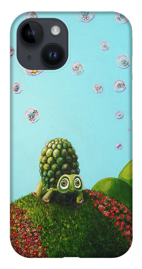 Turtle iPhone 14 Case featuring the painting Never Give Up by Mindy Huntress