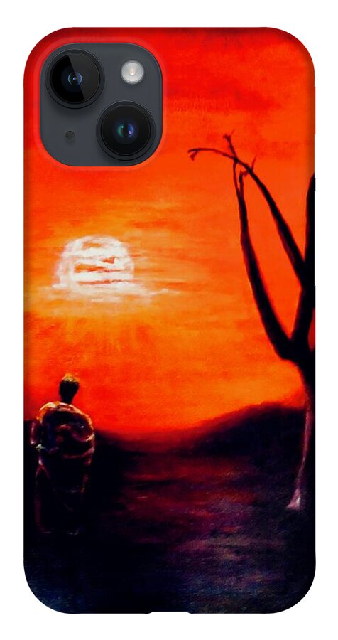Landscape iPhone Case featuring the painting New Day by Sher Nasser