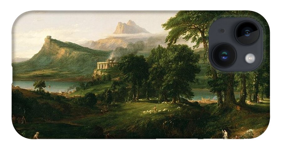 Thomas Cole  New-york Historical Society 1858.2. The Course Of Empire -the Arcadian Or Pastoral State (1833-1836) iPhone 14 Case featuring the painting New york Historical Society by MotionAge Designs