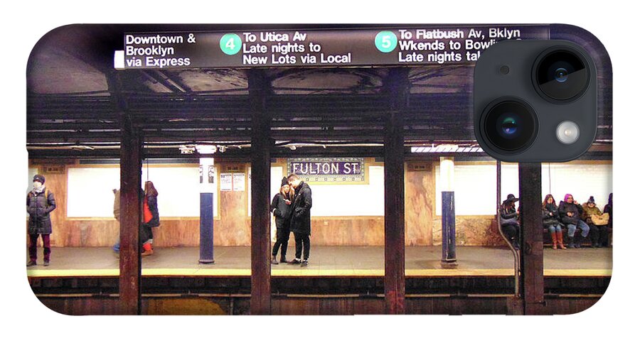  iPhone 14 Case featuring the digital art New York Subway by Darcy Dietrich