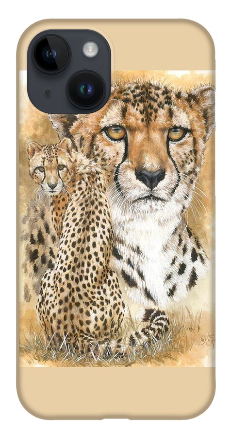 Cheetah iPhone 14 Case featuring the mixed media Nimble by Barbara Keith