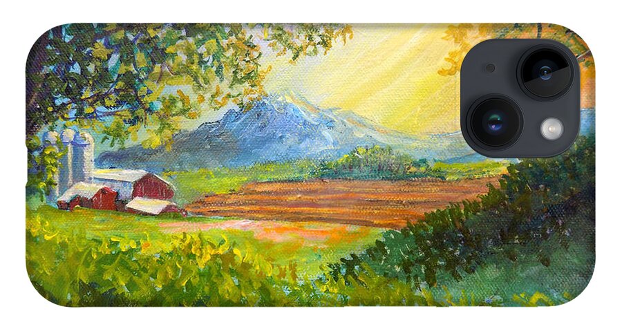 Acrylics iPhone 14 Case featuring the painting Nixon's Majestic Farm View by Lee Nixon