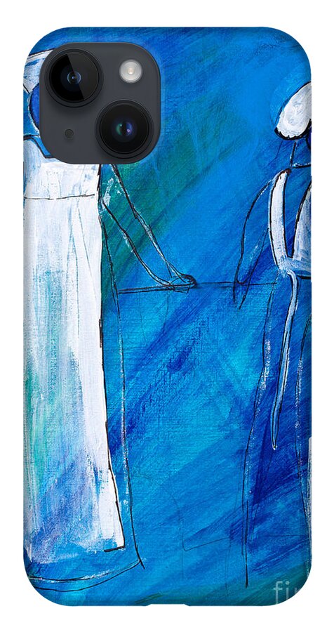 Acrylic iPhone 14 Case featuring the painting Nurses In Uniform by Simon Bratt