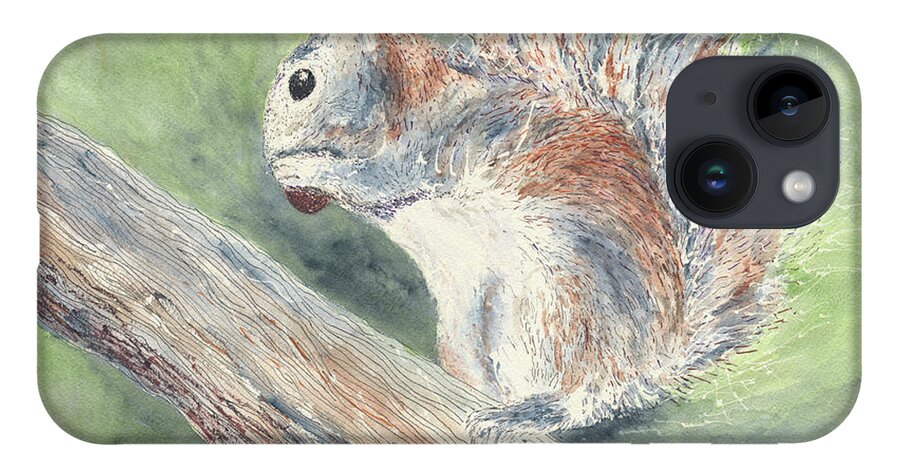 Squirrel iPhone 14 Case featuring the painting Nut Job by Kathryn Riley Parker