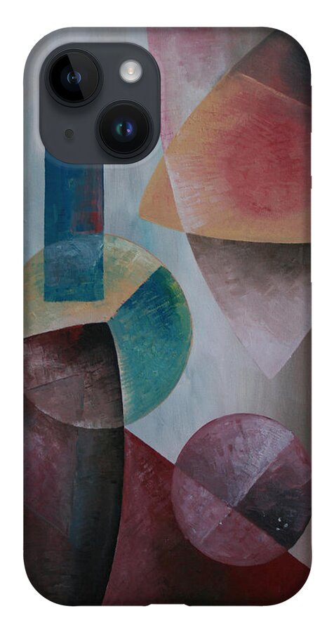 Objects In Space iPhone 14 Case featuring the painting Objects in Space by Obi-Tabot Tabe