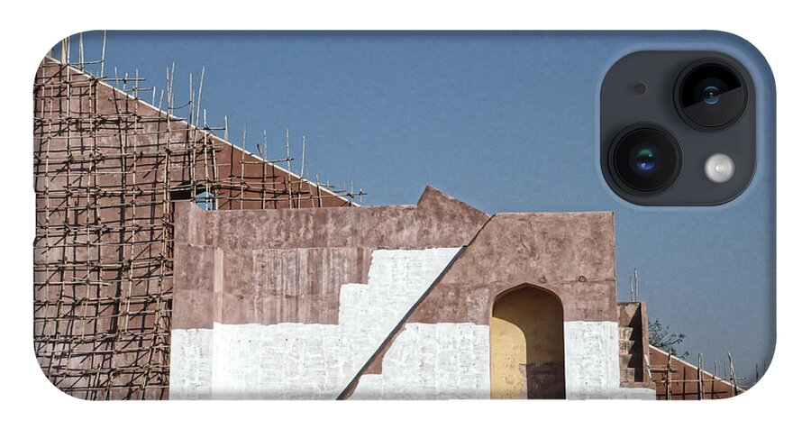 Jantar Mantar iPhone 14 Case featuring the photograph Observatory under repair, Jaipur 2007 by Chris Honeyman
