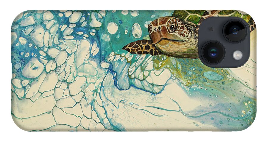 Honu iPhone 14 Case featuring the painting Ocean's Call by Darice Machel McGuire