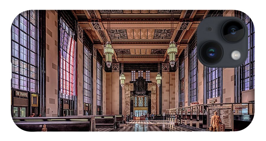 Union Station iPhone 14 Case featuring the photograph Omaha Union Station Great Hall by Susan Rissi Tregoning