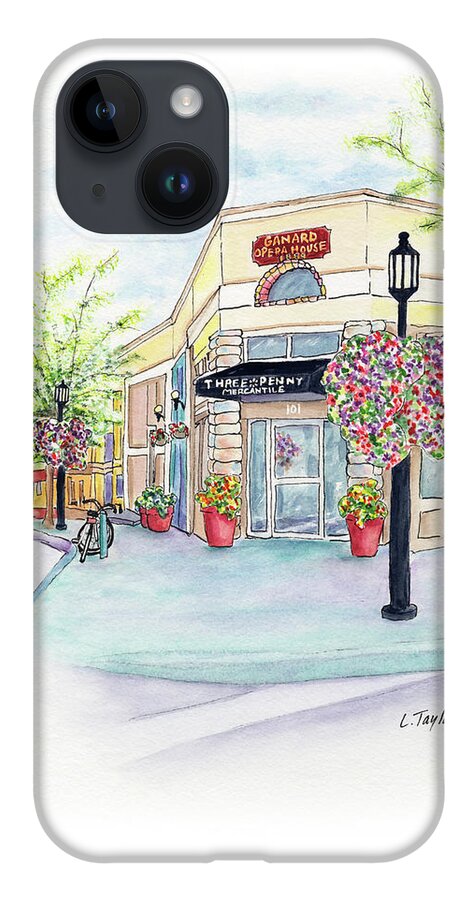 Small Town iPhone 14 Case featuring the mixed media On the Corner by Lori Taylor