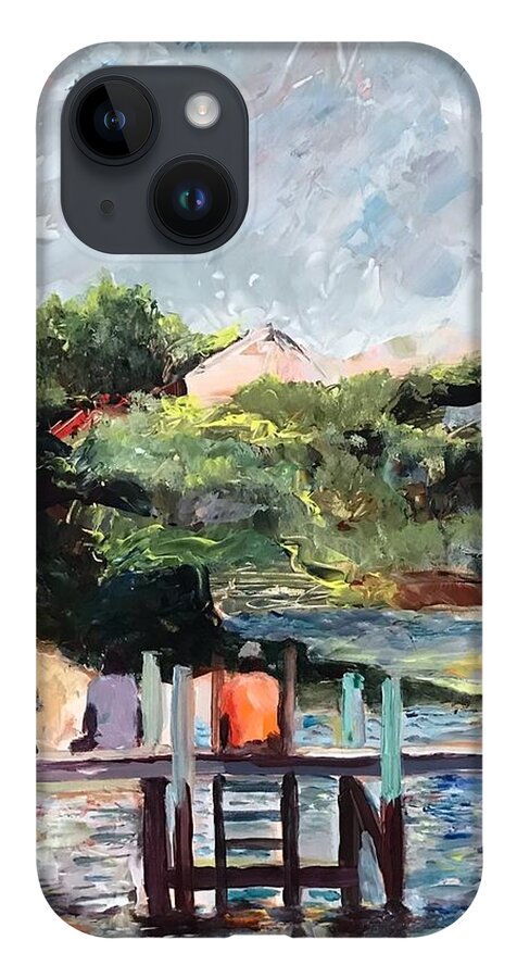 Hope Town iPhone 14 Case featuring the painting On the Dock by Josef Kelly