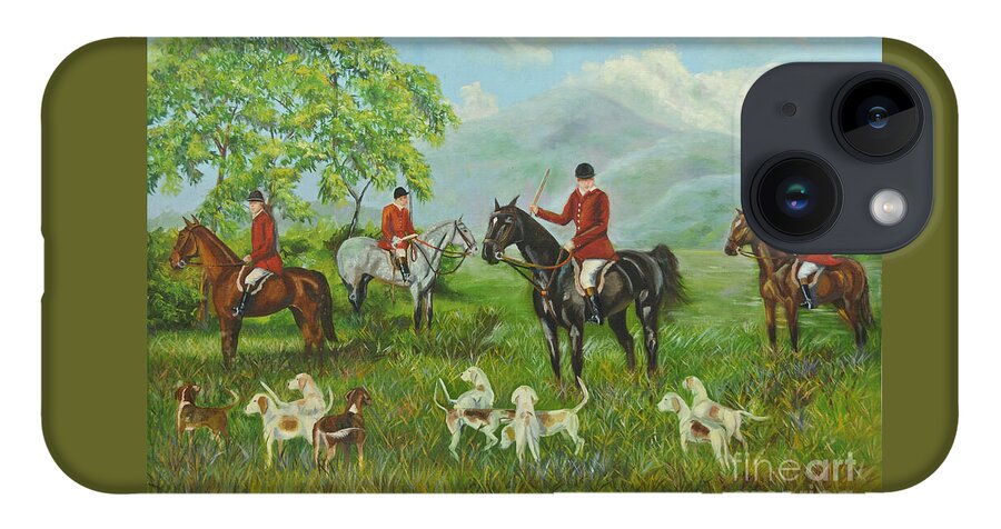 Fox Hunt iPhone 14 Case featuring the painting On The Hunt by Charlotte Blanchard