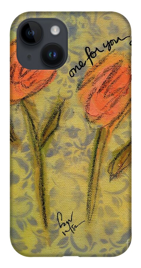 Flowers iPhone 14 Case featuring the painting One For You One For Me by Hew Wilson