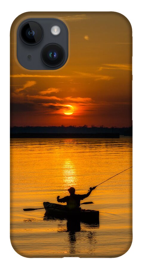 Kayak iPhone 14 Case featuring the photograph One last cast by Chris Bordeleau