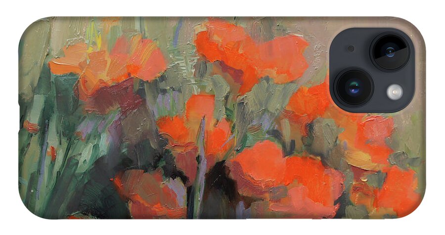 Floral iPhone 14 Case featuring the painting Orange Poppies by Cathy Locke