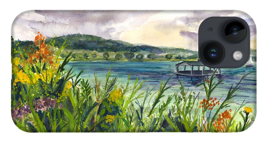 Cooperstown Ny iPhone 14 Case featuring the painting Otesaga Lake by Clara Sue Beym