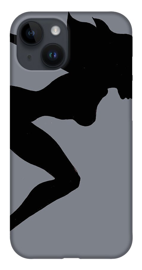 Mudflap Girl iPhone 14 Case featuring the painting Our Bodies Our Way Future Is Female Feminist Statement Mudflap Girl Diving by Tony Rubino