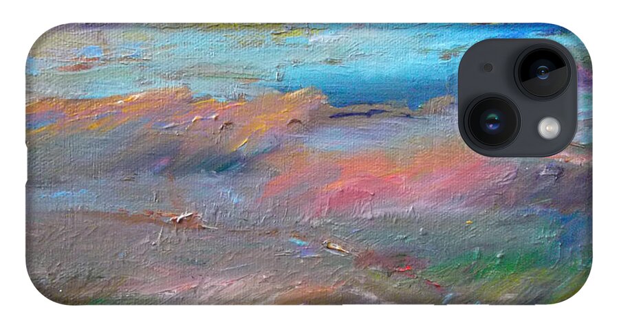 Abstract iPhone 14 Case featuring the painting Out of the Blue by Susan Esbensen
