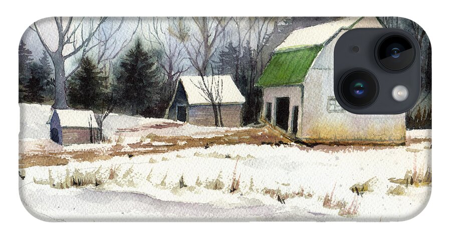 Winter Landscape iPhone 14 Case featuring the painting Owen County Winter by Katherine Miller