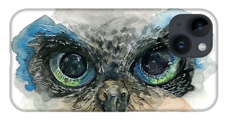 Owl iPhone 14 Case featuring the painting Owl Eyes by Lauren Heller