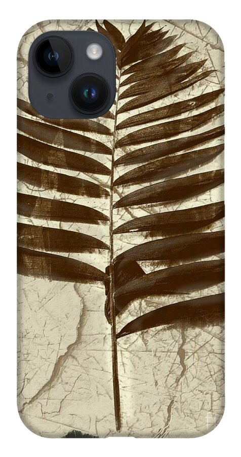 Photograph iPhone 14 Case featuring the digital art Palm Fossil Sandstone by Delynn Addams
