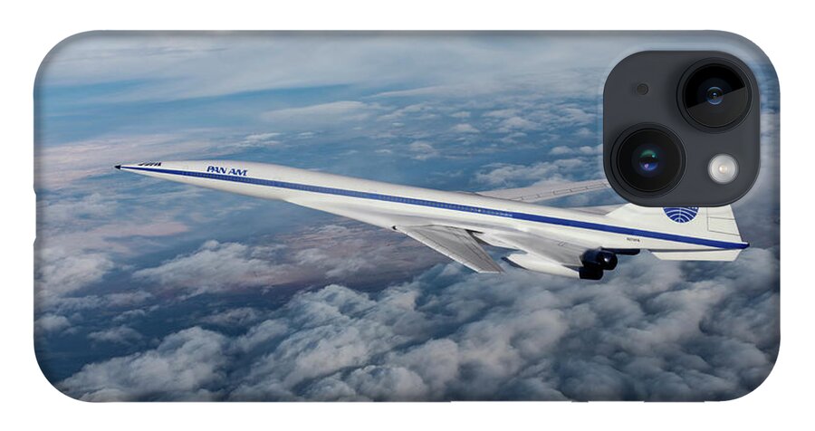 Pan American World Airways iPhone 14 Case featuring the digital art Pan American Supersonic Transport by Erik Simonsen