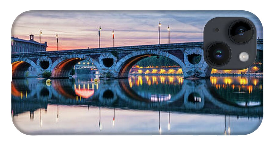 Pont Neuf iPhone 14 Case featuring the photograph Panorama of Pont Neuf in Toulouse by Elena Elisseeva