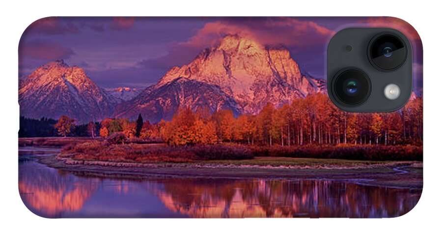 Grand Tetons National Park iPhone 14 Case featuring the photograph Panoramic Sunrise Oxbow Bend Grand Tetons National Park by Dave Welling