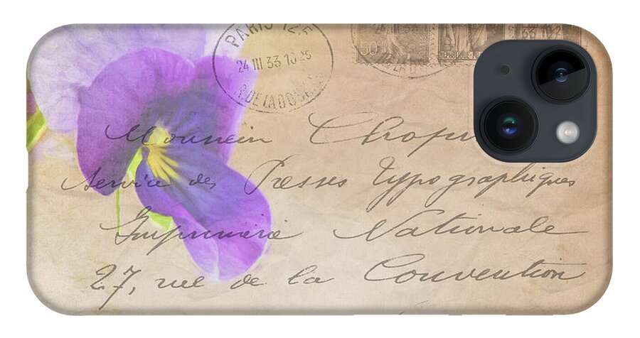 Pansy iPhone 14 Case featuring the photograph Pansy Postcard by Cathy Kovarik