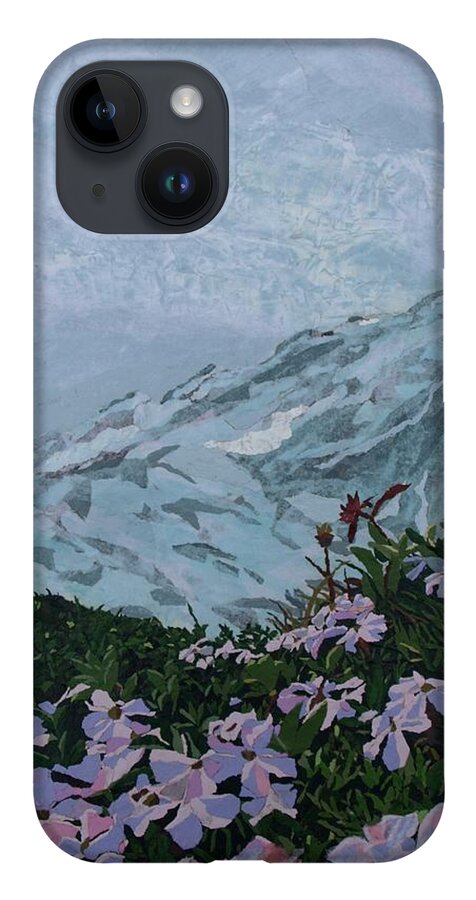 Landscape iPhone 14 Case featuring the painting Paradise Mount Rainier by Leah Tomaino