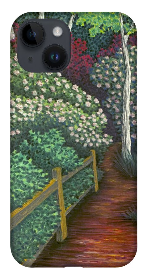 Pathway iPhone 14 Case featuring the pastel Pathway Home through Mountain Laurel Blooms by Michele Fritz