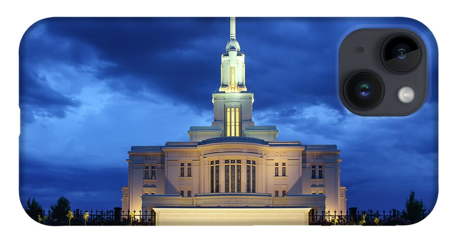 Mormon iPhone 14 Case featuring the photograph Payson Temple at Dusk by K Bradley Washburn