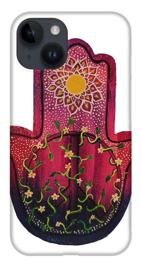 Hamsa iPhone Case featuring the painting Peace Hamsa by Patricia Arroyo