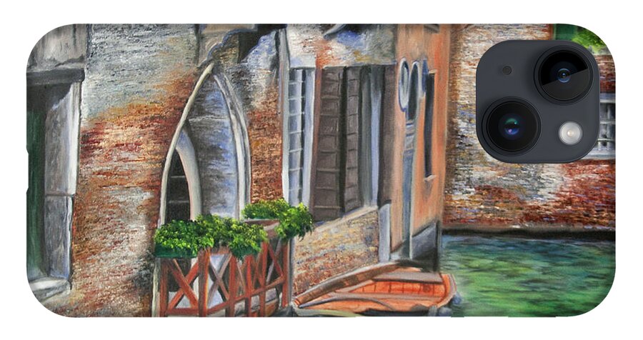 Venice Paintings iPhone Case featuring the painting Peaceful Venice Canal by Charlotte Blanchard