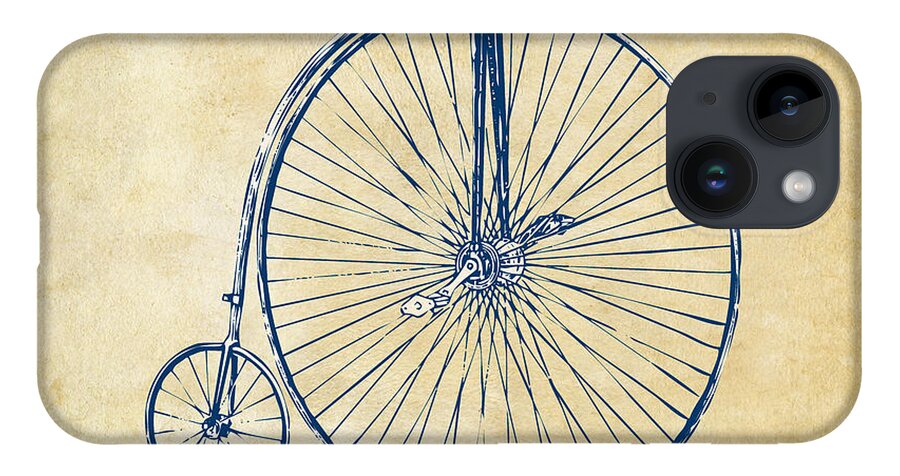Penny-farthing iPhone 14 Case featuring the digital art Penny-Farthing 1867 High Wheeler Bicycle Vintage by Nikki Marie Smith