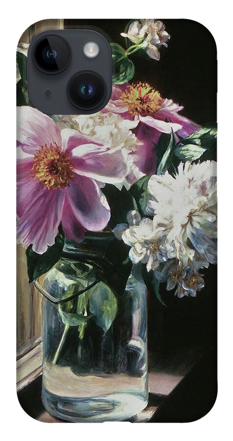 Peonies iPhone Case featuring the painting Peonies in Ball Jar by Marie Witte