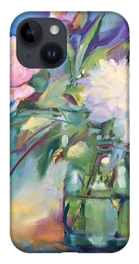 Peonies iPhone 14 Case featuring the painting Peonies in jar by Rebecca Matthews