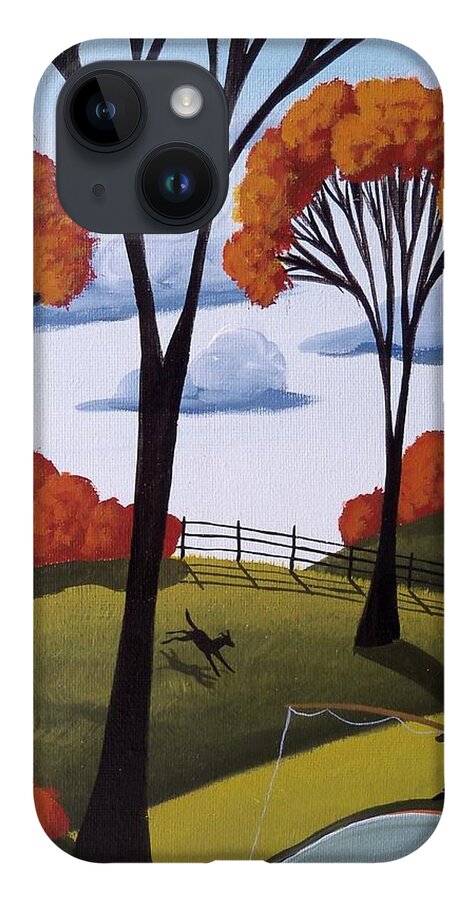 Folk Art iPhone 14 Case featuring the painting Perfect Afternoon - country folk art landscape by Debbie Criswell